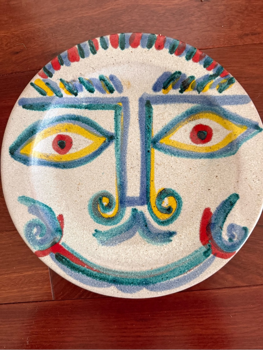 Vintage Giavanni Desimone Italian Pottery abtract face plate 9.75 In